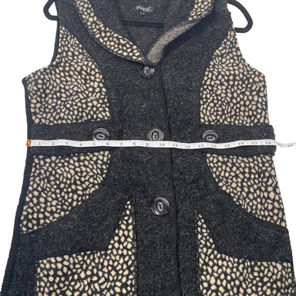 Papa textured high pile fuzzy tunic vest Wool Blend big Buttons artsy size L - Picture 11 of 11
